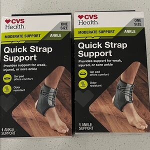 CVS quick strap support one size.  Lot of 2 new Gray Ankle Support
